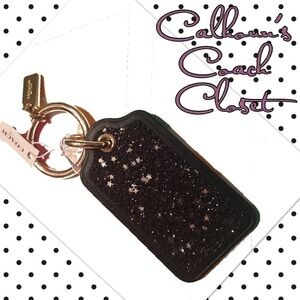 New w Tags Coach Black Glitter Star Fob Keychain